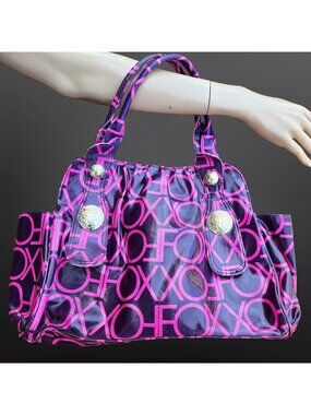 Vintage Y2K Fox Racing Shoulder Bag Hot Pink Purple Large Glossy Mcbling 2000s